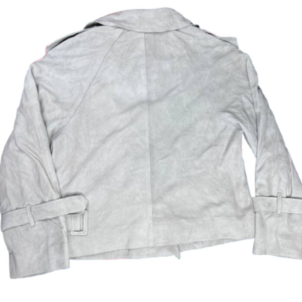 Oakwood NWT 100% Goat Suede Gray Trench Jacket Leather Paris Size XS - Picture 2 of 9